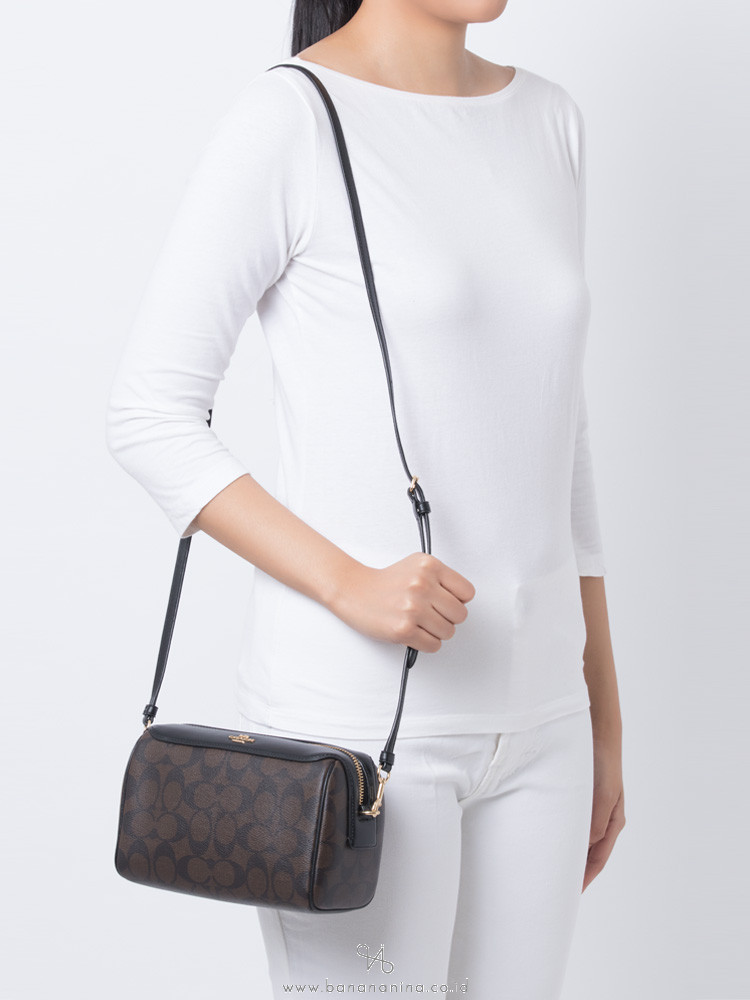COACH 77879 Signature Bennett Crossbody Brown Black Multi