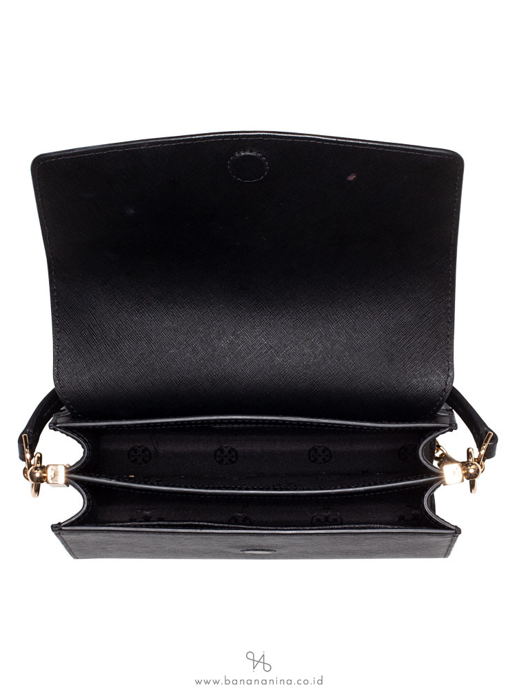 Tory Burch Emerson Envelope Adjustable Shoulder Bag Black