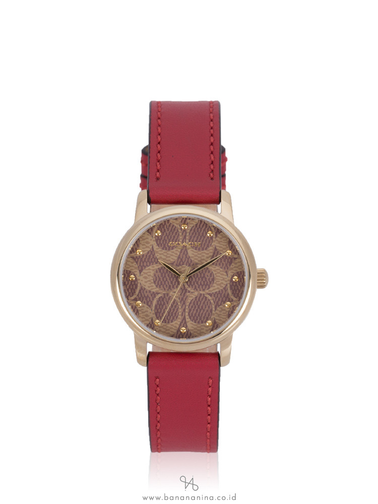 COACH 14503401 Grand Leather Strap Watch Red