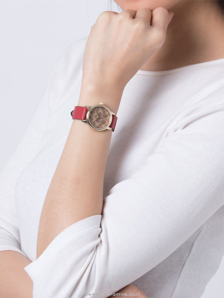 COACH 14503401 Grand Leather Strap Watch Red