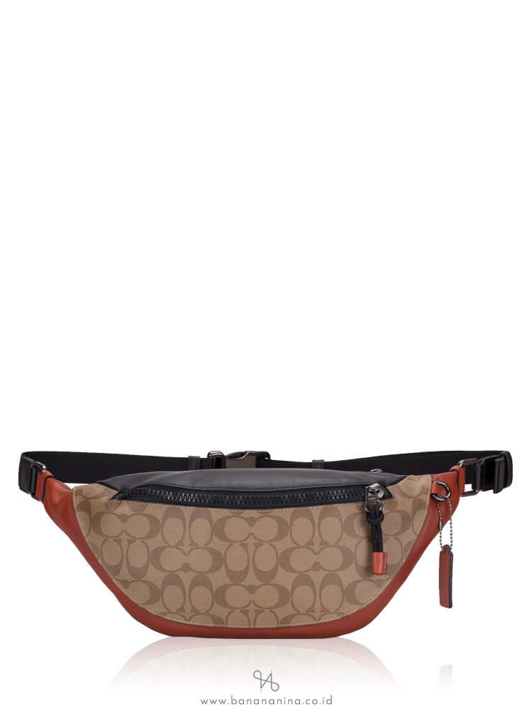 COACH 83029 Signature Colorblock Warren Belt Bag Tan Terracotta