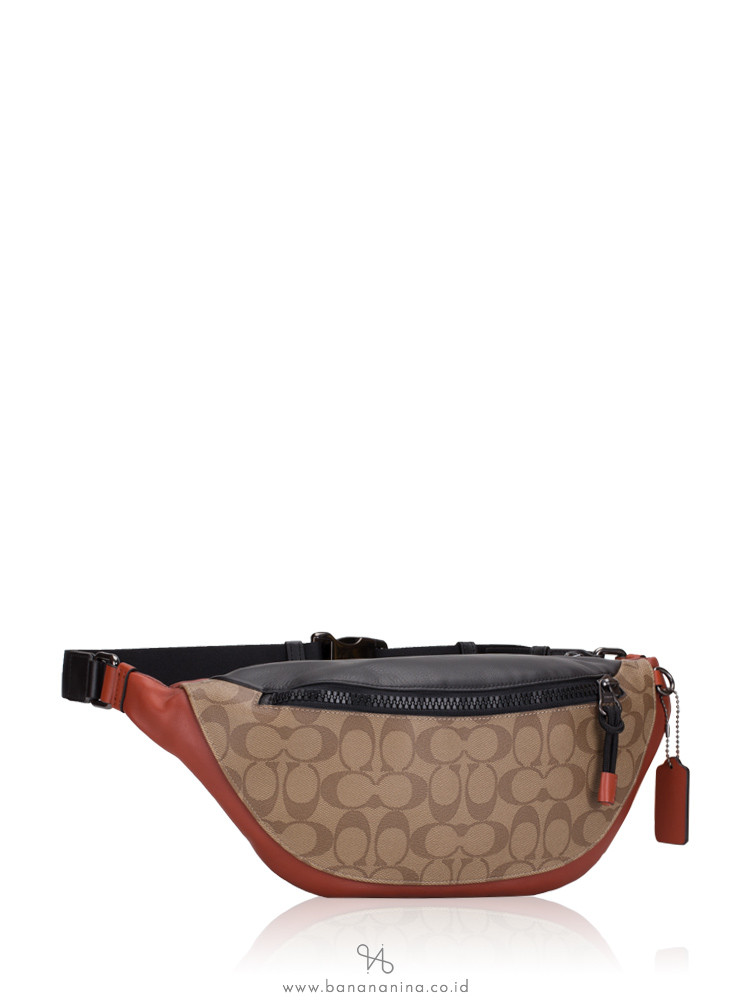 COACH 83029 Signature Colorblock Warren Belt Bag Tan Terracotta