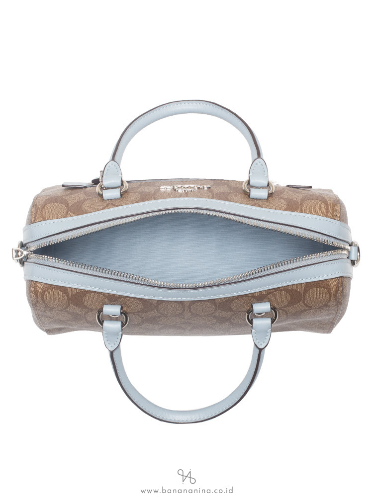 COACH 83607 Signature Rowan Satchel Khaki Pale Blue