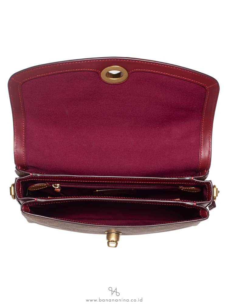 COACH 68349 Cassie Signature Crossbody Tan Deep Red