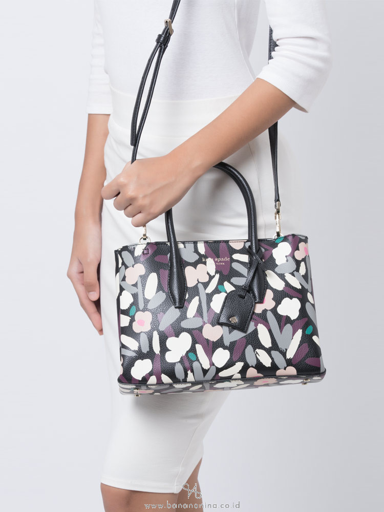 KATE SPADE Eva Fete Floral Small Top Zip Satchel Black Multi