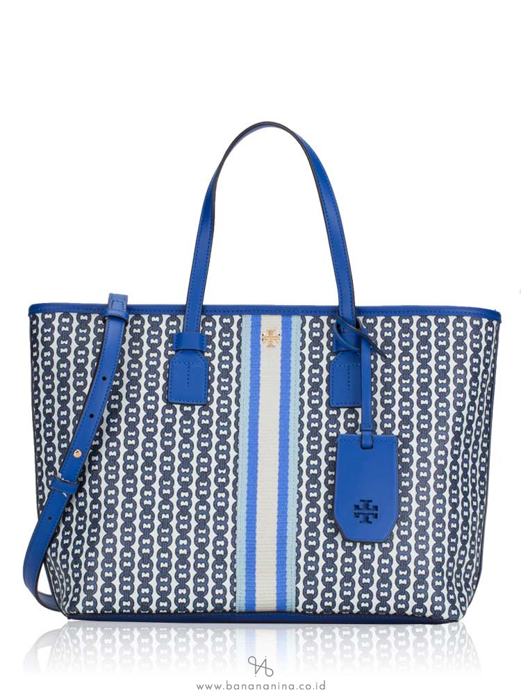 TORY BURCH Gemini Link Canvas Small Tote Bondi Blue