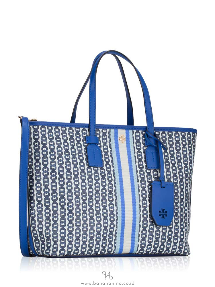 TORY BURCH Gemini Link Canvas Small Tote Bondi Blue