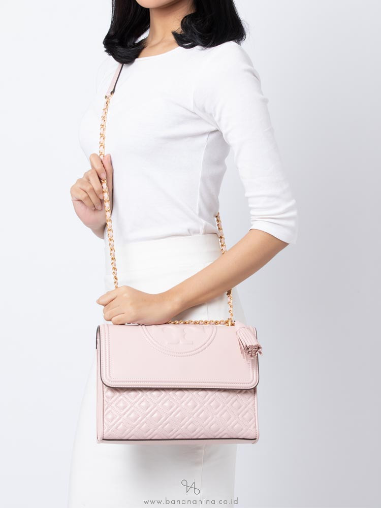 tory burch fleming convertible shoulder bag shell pink