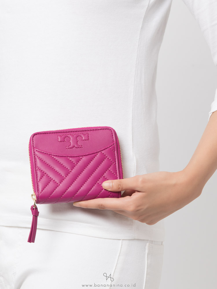 TORY BURCH Alexa Medium Zip Wallet Party Fuschia