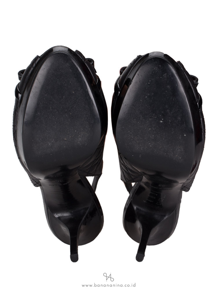 DIOR Cannage Quilted Slingback Heels Black Sz 38
