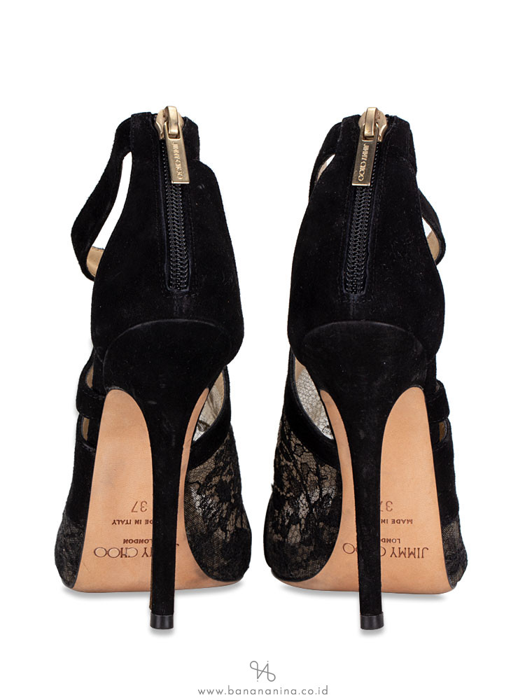 JIMMY CHOO Vantage Glove Sandals Black Sz 37