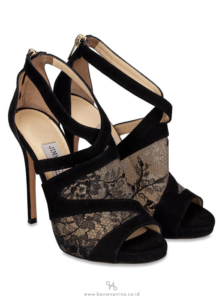 JIMMY CHOO Vantage Glove Sandals Black Sz 37