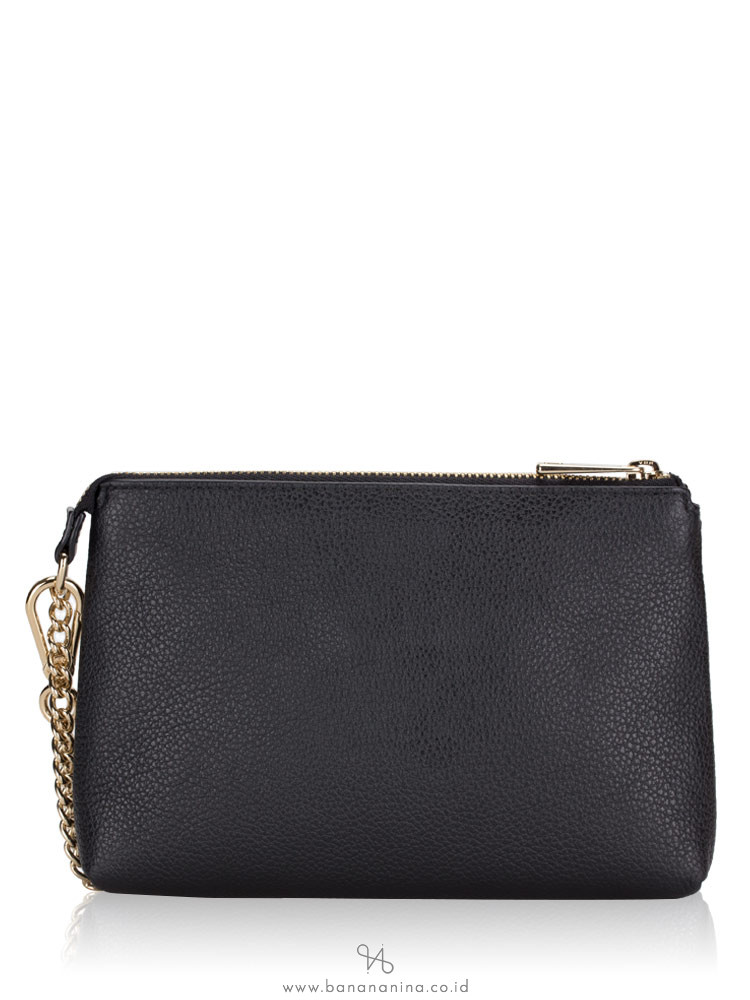 FURLA Mughetto Leather Zip Clutch Onyx