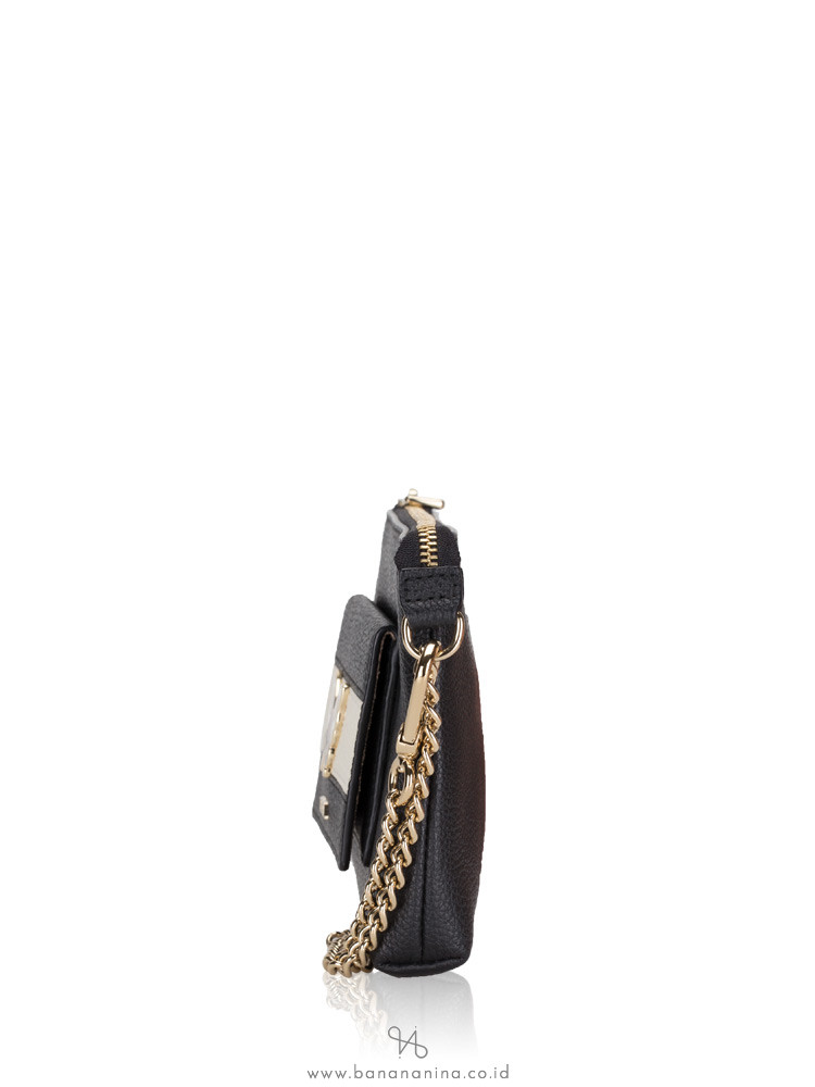 FURLA Mughetto Leather Zip Clutch Onyx