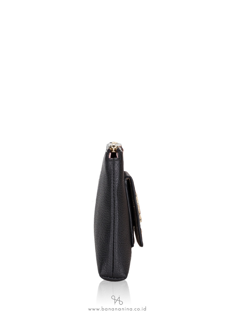 FURLA Mughetto Leather Zip Clutch Onyx