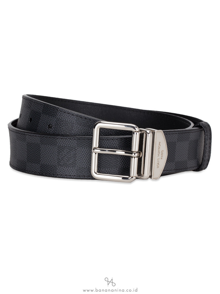 LOUIS VUITTON Damier Graphite Sydney 35mm Belt Charcoal Black