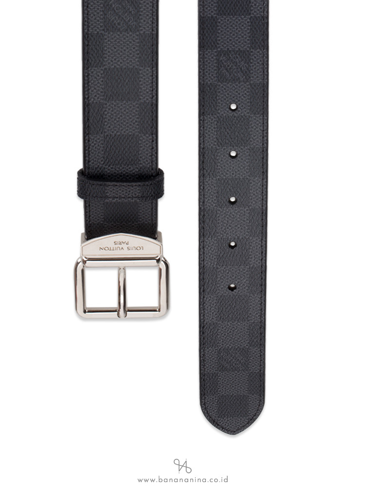LOUIS VUITTON Damier Graphite Sydney 35mm Belt Charcoal Black