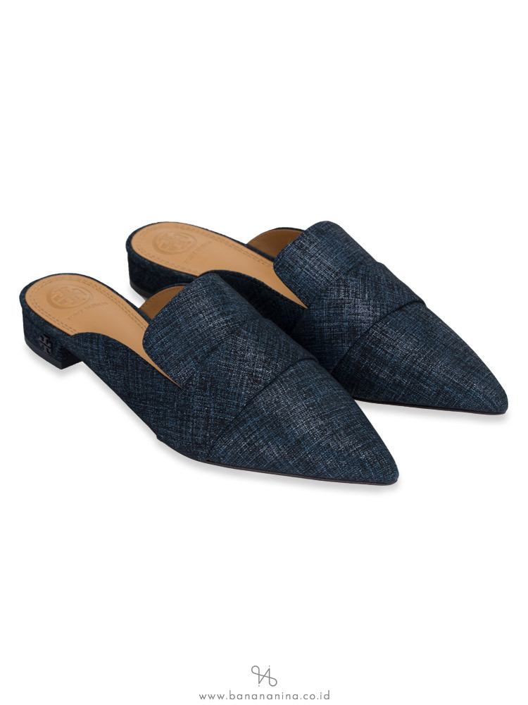 TORY BURCH Rosalind Suede Mule Flats Navy Sz 6.5