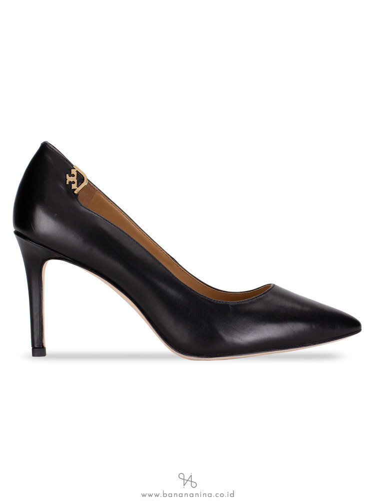 TORY BURCH Elizabeth Royal Leather Pump Black Sz 6