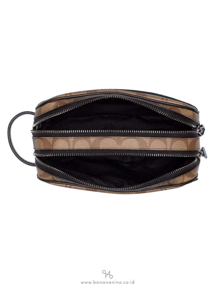 COACH 91281 Signature Colorblock Overnight Kit Double Zip Tan Admiral