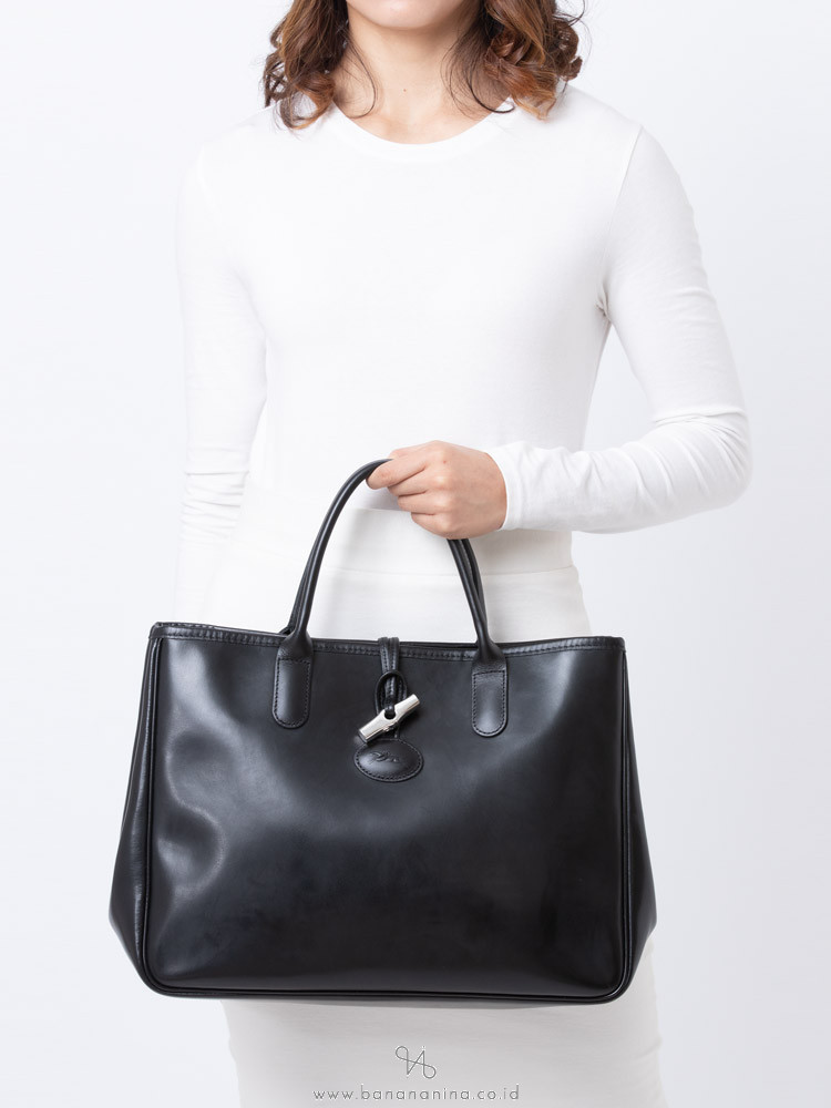 LONGCHAMP Roseau Leather Tote Black