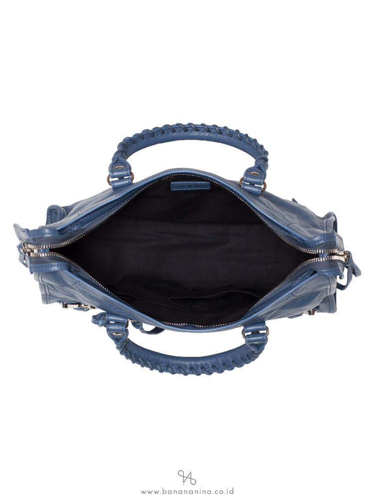Balenciaga Classic Silver Small City Denim Blue