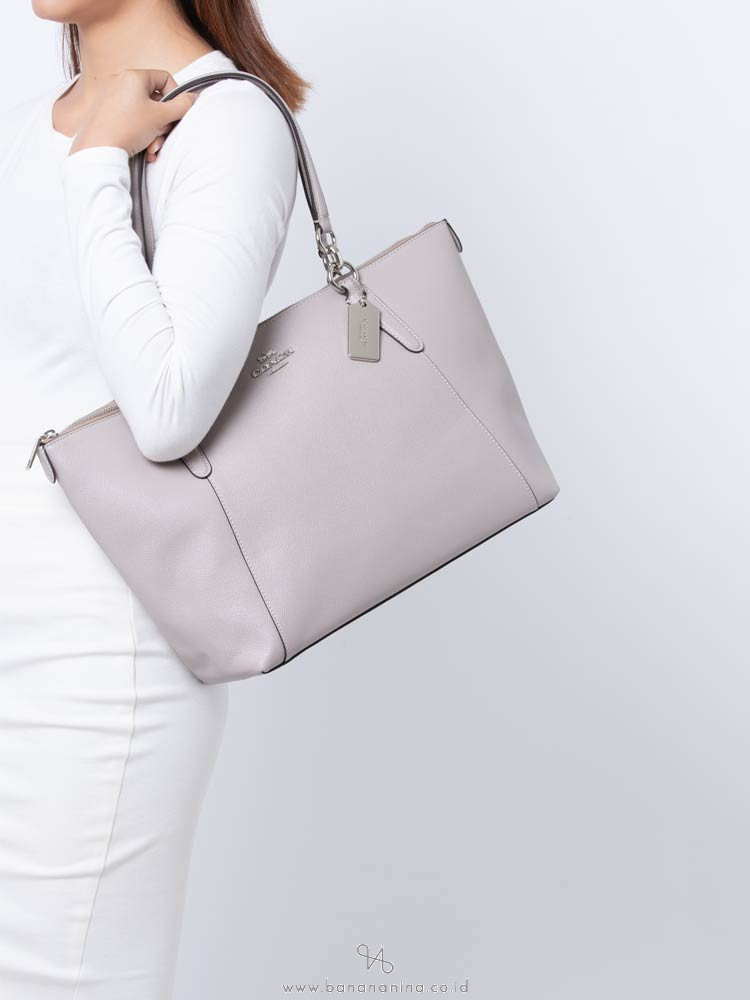 COACH 57526 Crossgrain Ava Leather Tote Grey Birch