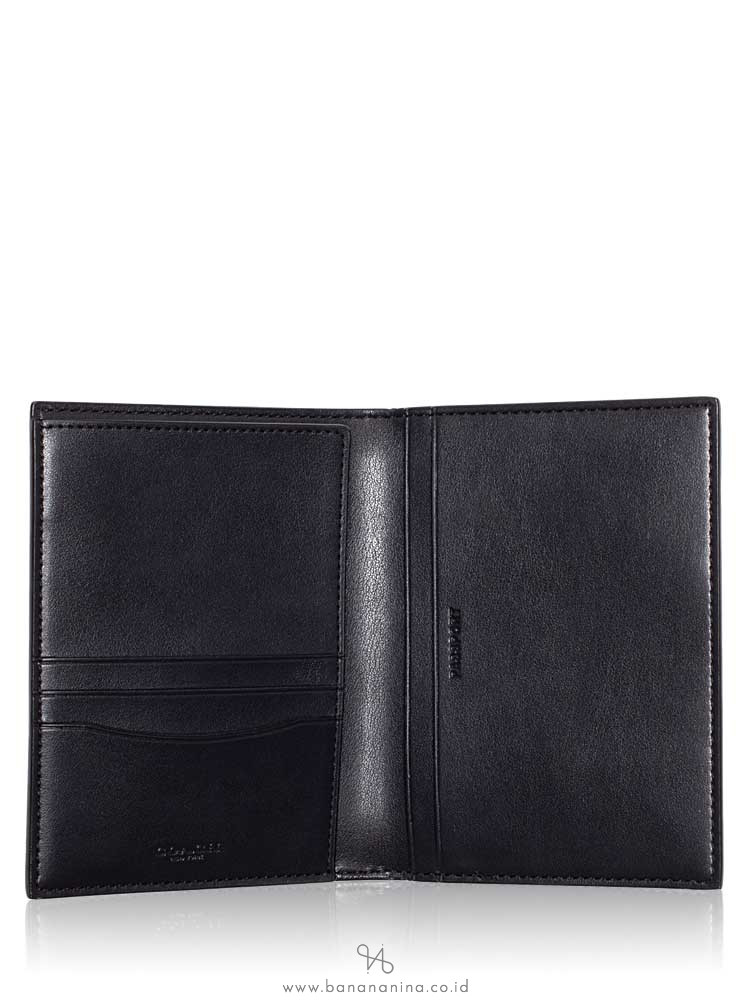 COACH Men 79842 Signature Shirting Plaid Passport Case Luggage Tag Set Black Red