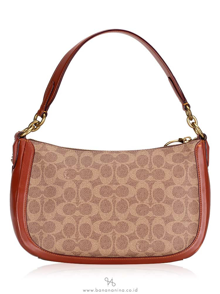 COACH 52577 Signature Sutton Colorblock Satchel Tan