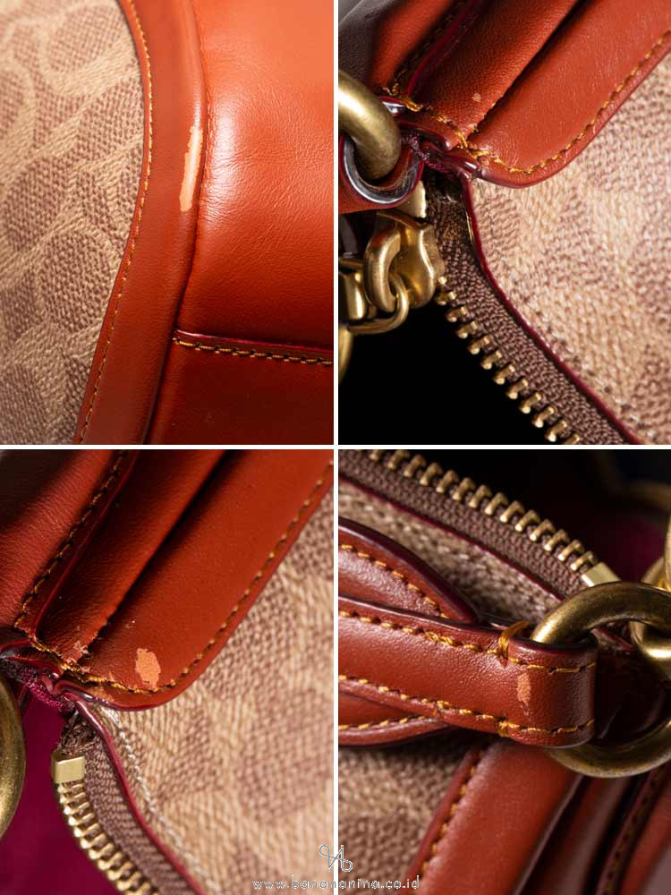COACH 52577 Signature Sutton Colorblock Satchel Tan