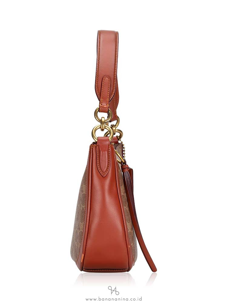 COACH 52577 Signature Sutton Colorblock Satchel Tan