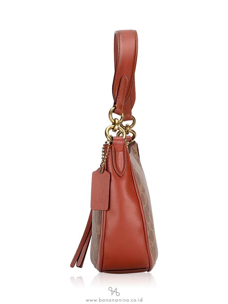 COACH 52577 Signature Sutton Colorblock Satchel Tan