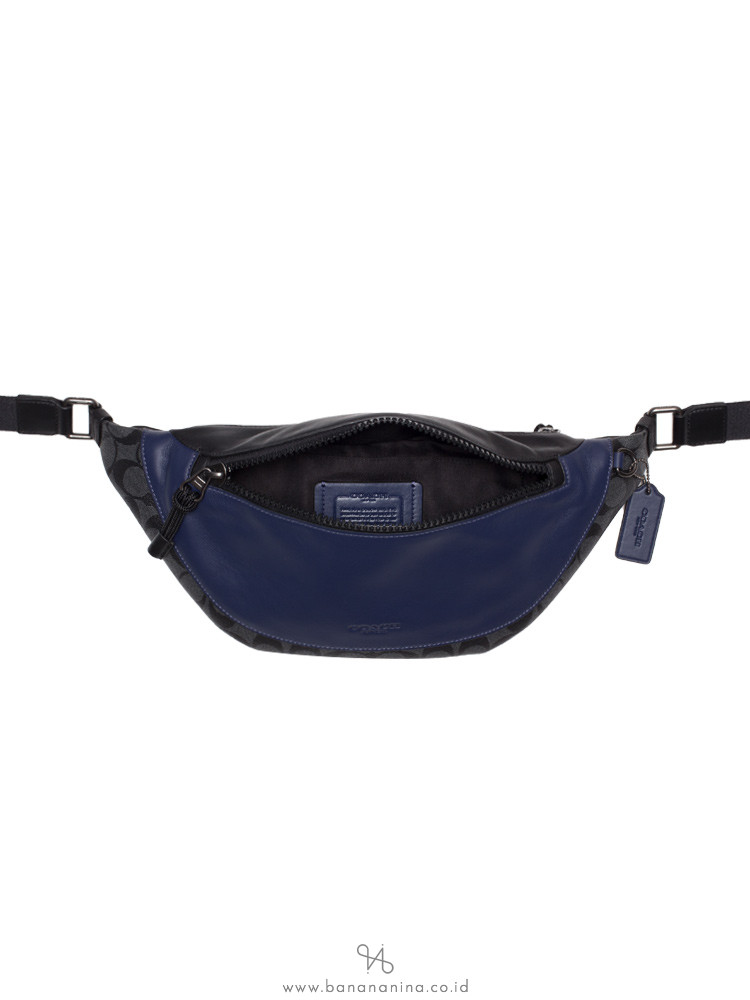 COACH Men 83134 Signature Colorblock Warrent Belt Bag Charcoal Cadet