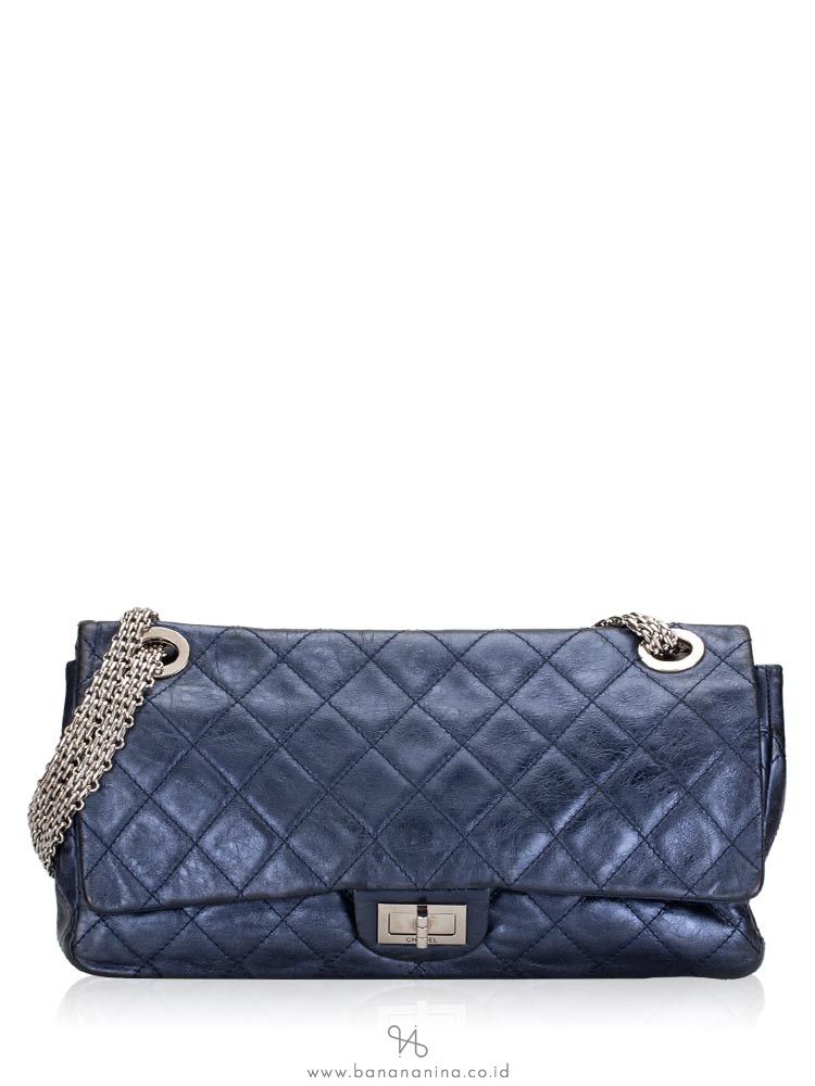 CHANEL 2.55 Reissue 228 Flap Bag Metallic Blue