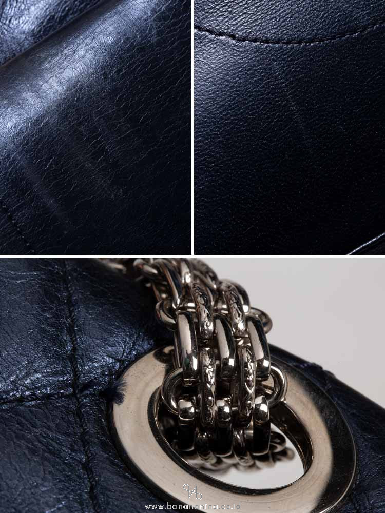 CHANEL 2.55 Reissue 228 Flap Bag Metallic Blue