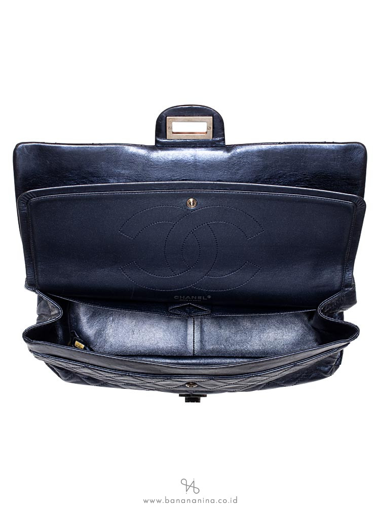 CHANEL 2.55 Reissue 228 Flap Bag Metallic Blue