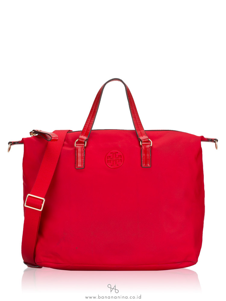 TORY BURCH Tilda Nylon Slouchy Satchel Brilliant Red