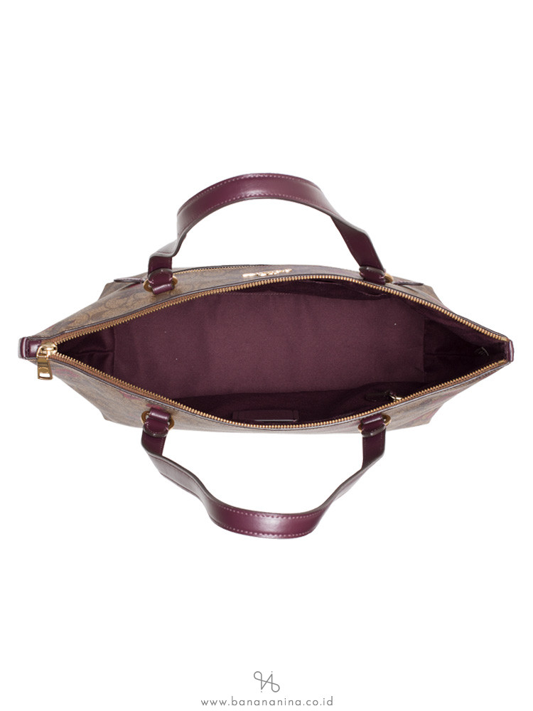 COACH 88876 Signature Victorian Floral Print Gallery Tote Khaki Berry Multi