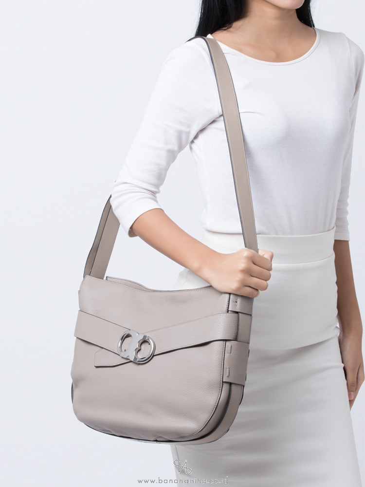 TORY BURCH Gemini Link Leather Crossbody French Gray