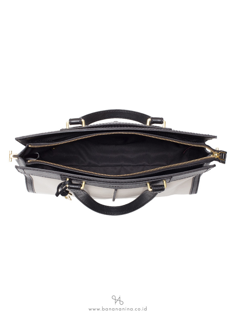 FOSSIL ZB7818227 Lauren Leather Satchel Black White