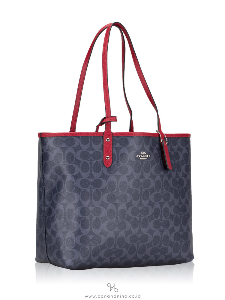 COACH 29018 Logo Flag Reversible City Tote Denim Multi