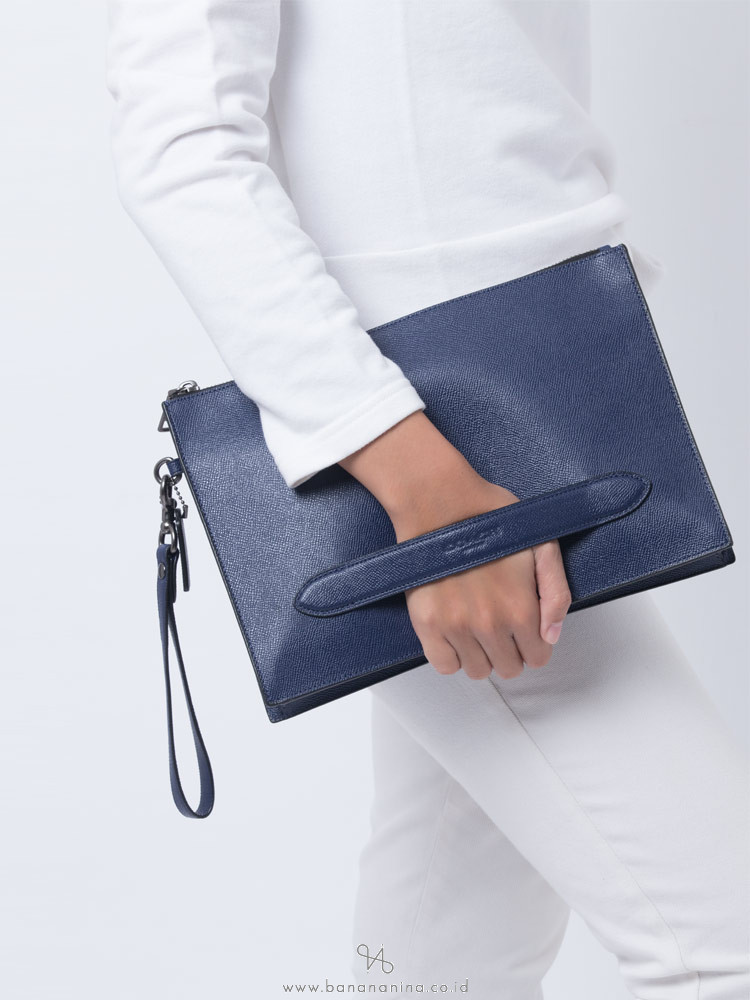 COACH Men 68154 Structured Top Zip Pouch Navy