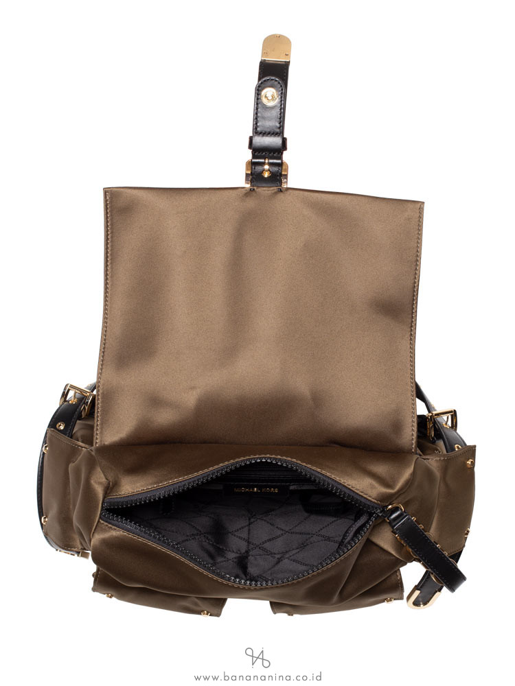 MICHAEL KORS Olivia Studded Medium Flap Backpack Olive