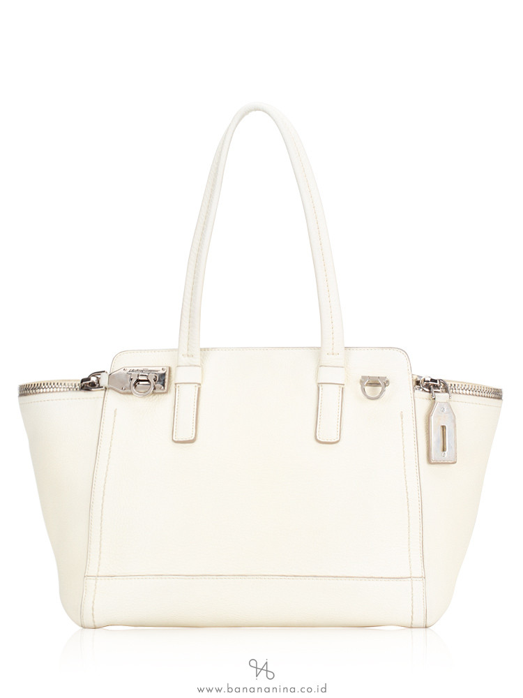 SALVATORE FERRAGAMO Arianna Zip Tote White