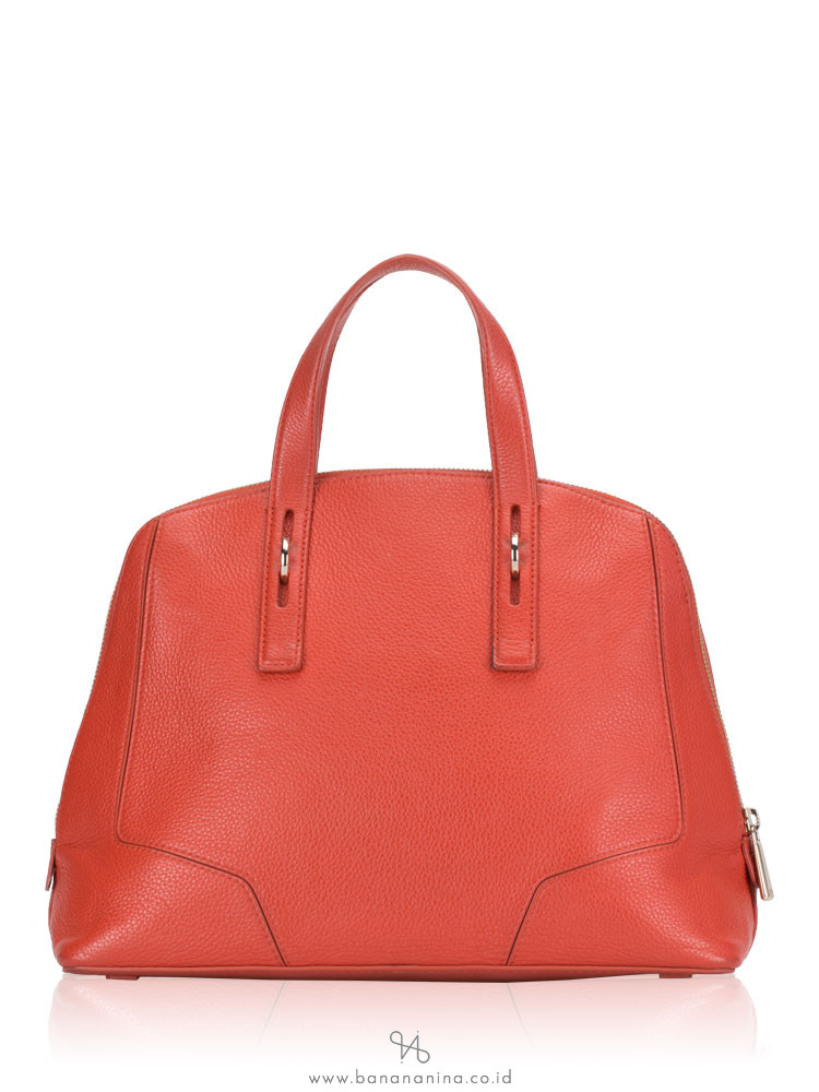 FURLA Perla Medium Leather Satchel Dark Orange