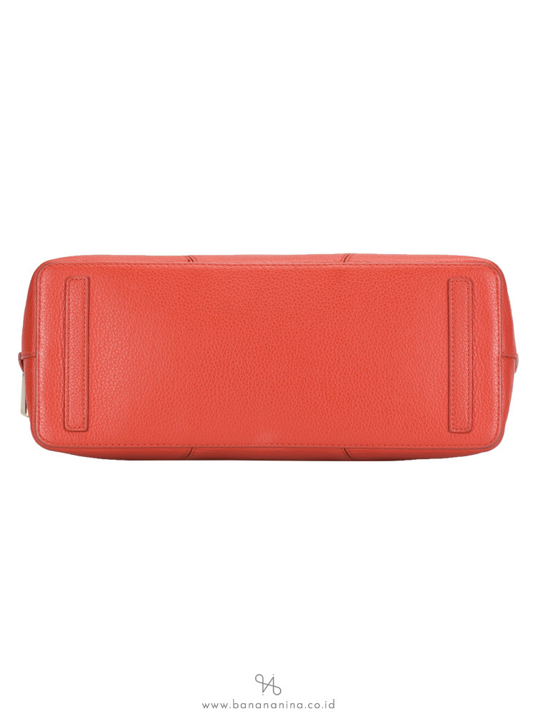 FURLA Perla Medium Leather Satchel Dark Orange