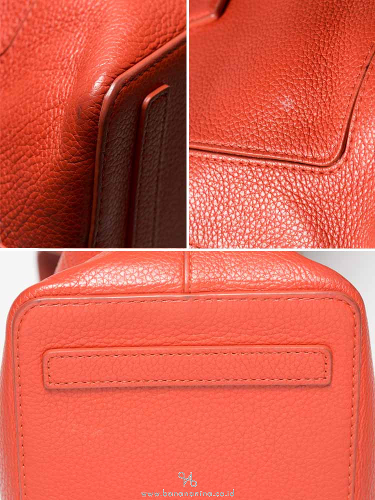 FURLA Perla Medium Leather Satchel Dark Orange