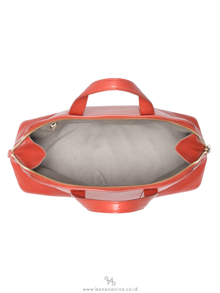 FURLA Perla Medium Leather Satchel Dark Orange