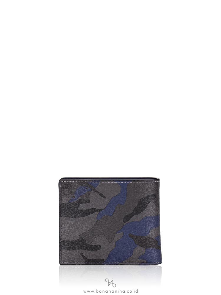 COACH Men 88912 Signature Camo Billfold Key Fob Wallet Blue Multi