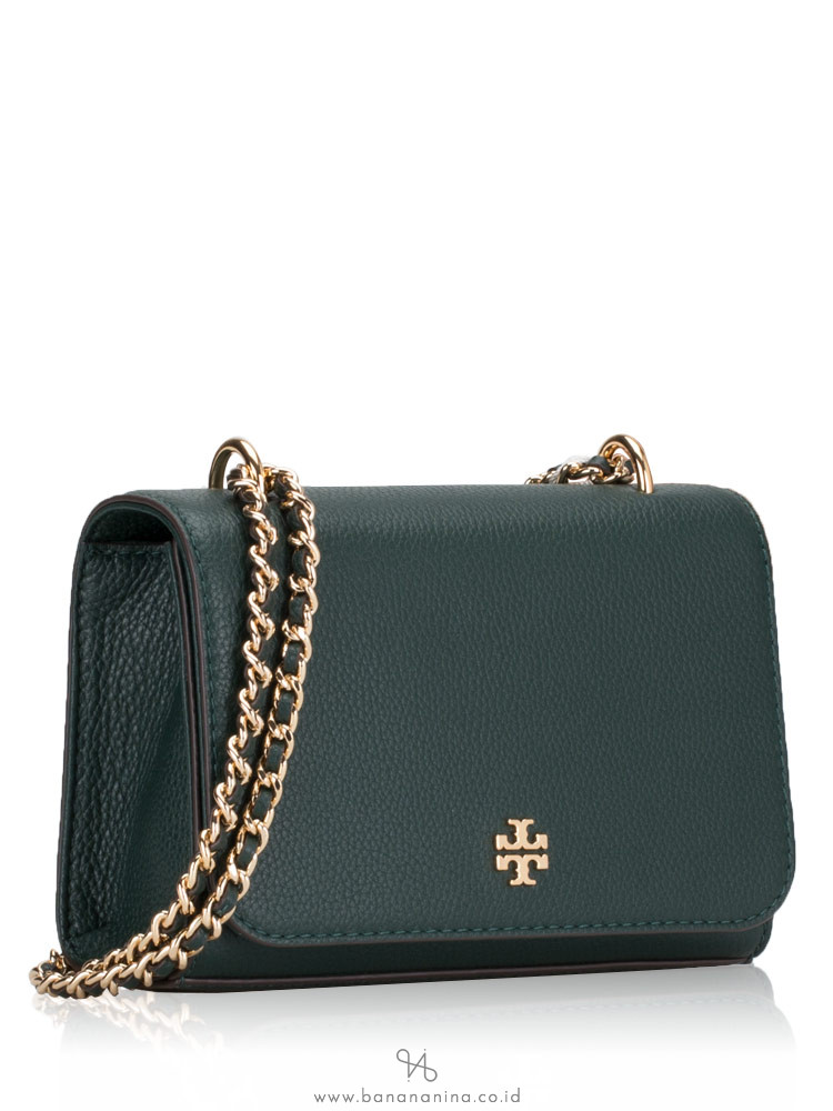 Tory Burch Carter Shrunken Leather Shoulder Bag Jitney Green